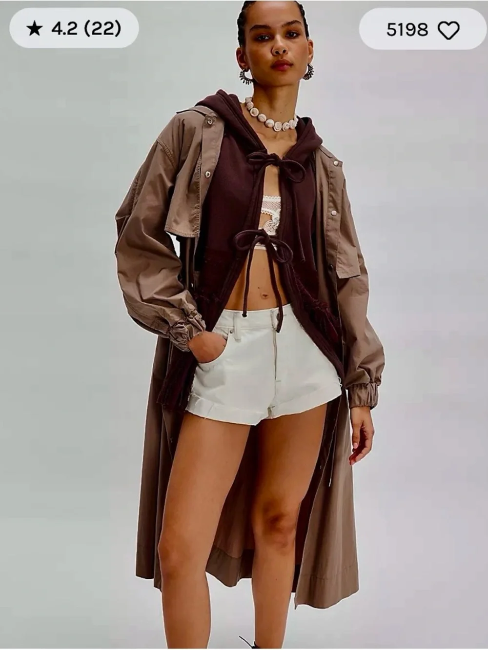 Free People Cream Lace-Trim Hooded Cardigan NWOT SIZE MEDIUM - Picture 7 of 8